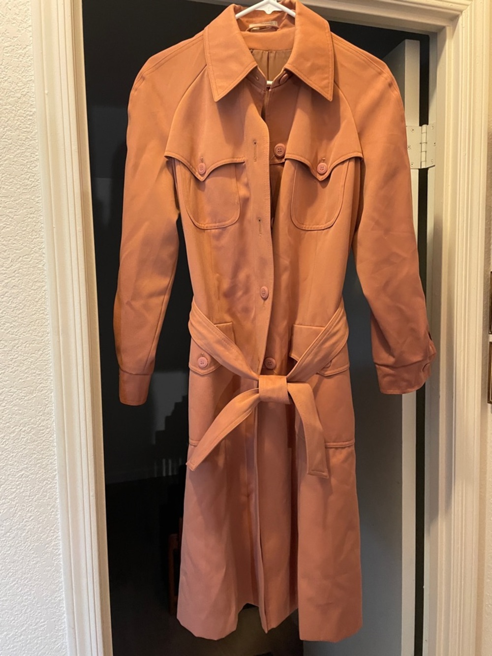 Women’s Soft Rust Trench Coat with Self Tie Belt